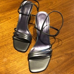 Ann Taylor strappy heels in silver 8M